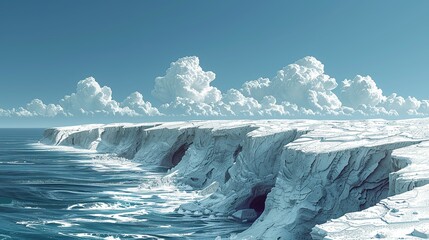 Wall Mural - environment concept, an illustration showing the progression of a coastal cliff eroding and collapsi