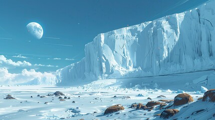 Wall Mural - environment concept, an image of a polar bear stranded on a small, melting ice floe in the arctic. i