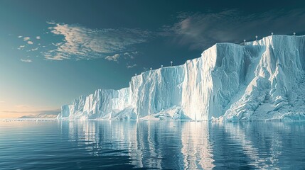 Poster - Environment concept, An image of a polar bear stranded on a small, melting ice floe in the Arctic. Illustration image, Minimal Style, Clean and Clear Color,