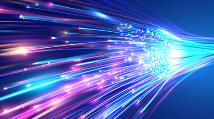 Poster - Abstract image of colorful fiber optic cables spreading out, symbolizing high-speed internet, data transfer, and connectivity technology.