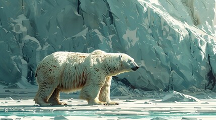 Wall Mural - global warming, melting ice caps, reports of accelerated melting of polar ice caps, leading to risin