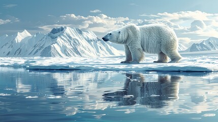 Wall Mural - global warming, melting ice caps, reports of accelerated melting of polar ice caps, leading to risin