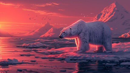 Wall Mural - global warming, melting ice caps, reports of accelerated melting of polar ice caps, leading to risin