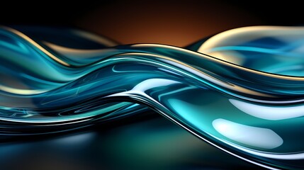 Digital technology glass dark green and blue curve poster background