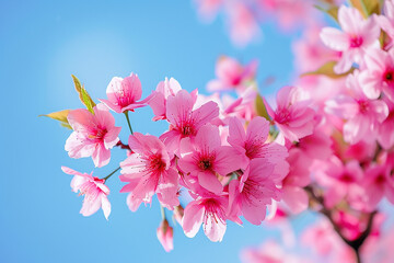 Sticker - A beautiful pink flower with a blue sky in the background