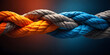 © Aanjaneya S - Team rope diverse strength connect partnership together teamwork unity communicate support. Strong diverse network rope team concept integrate braid color background cooperation empower power.