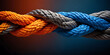 © Aanjaneya S - Team rope diverse strength connect partnership together teamwork unity communicate support. Strong diverse network rope team concept integrate braid color background cooperation empower power.