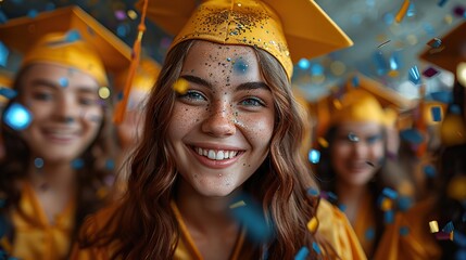 Wall Mural - Girl celebrating graduation