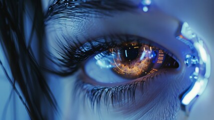 Eye rejuvenation technology side view Technology targeting eye rejuvenation  Scifi tone  Vivid