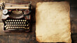 © Natalia - Vintage scene with an antique typewriter and a blank crumpled sheet of aged paper on a rustic wooden surface. The composition evokes nostalgia and literary creativity.