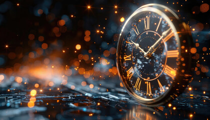 Wall Mural - a clock with roman numerals showing the time by ai generated image