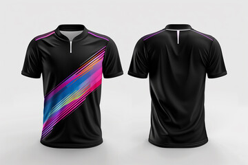 Wall Mural - black jersey template for team club, jersey sport, front and back, Tshirt mockup sports jersey template design for football soccer, racing, gaming, sports jersey