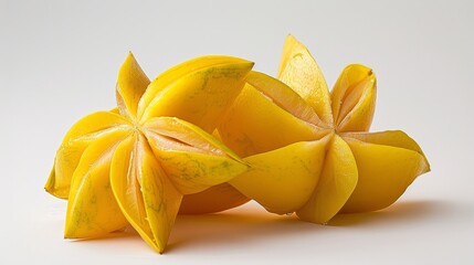 Wall Mural - Two yellow star fruit with green stems