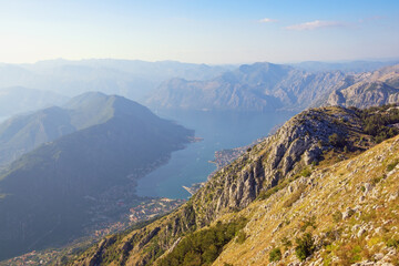 Wall Mural - Beautiful  Mediterranean landscape.  Montenegro, view of Bay of Kotor and Vrmac mountain