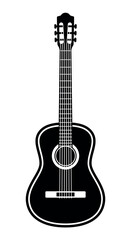 Canvas Print - acoustic guitar silhouette shape, black and white vector illustration of classical stringed musical 