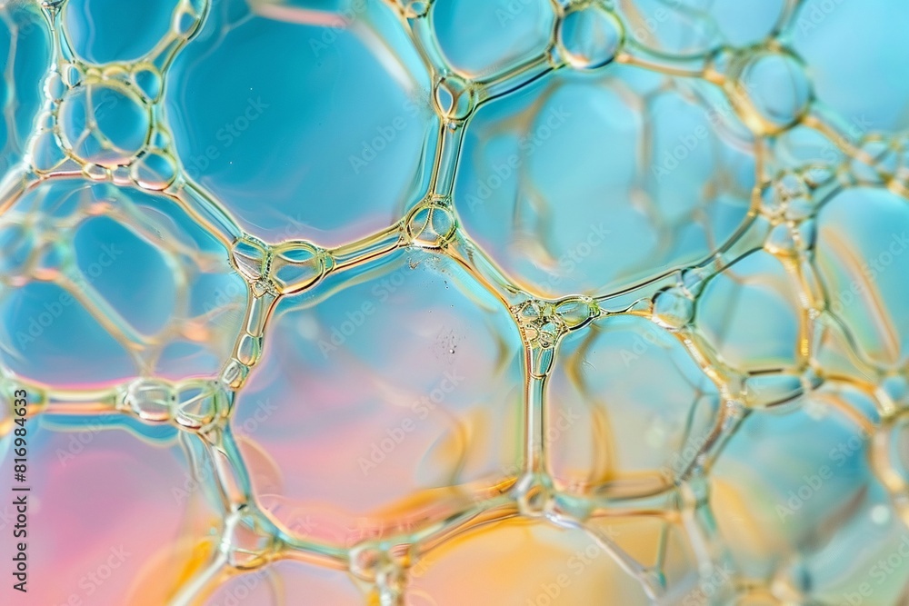 Macro photography of multicolored soap bubbles reflecting a spectrum of ...