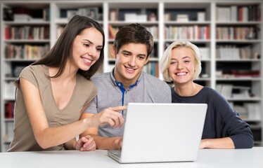 Wall Mural - Group of Multiethnic happy Students Research in University