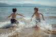 © Sina - In a hot summer day, two children are playing and having fun in the sea.