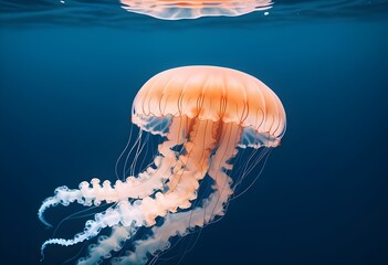 jellyfish swimming into the ocean beautiful isolated jellyfish in the ocean with beautiful original colour