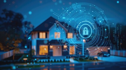 Smart home technology conceptual banner, Home security and Smart home concept
