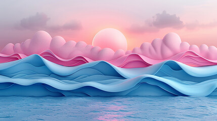 Wall Mural - pink and blue sky