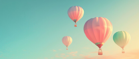 Wall Mural - A hot air balloon is floating in the sky