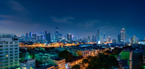 Bangkok city downtown at twilight time in Thailand