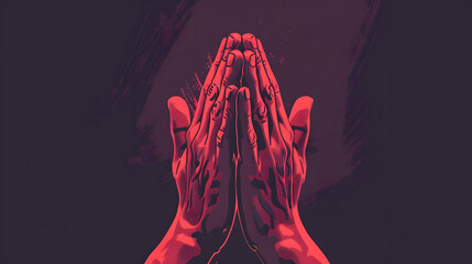 Wall Mural - illustration of praying hands, symbo for religion, church and prayer