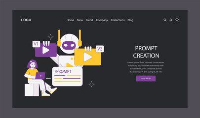 ai for video creation. Flat Vector Illustration