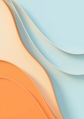 Wall Mural - Abstract background with smooth wavy lines in blue and orange pastel shades, creating a serene design.