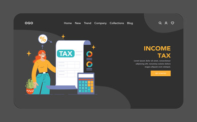 Tax optimization web banner or landing page dark or night mode