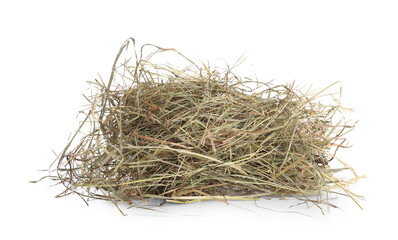 Wall Mural - Dried hay isolated on white. Livestock feed