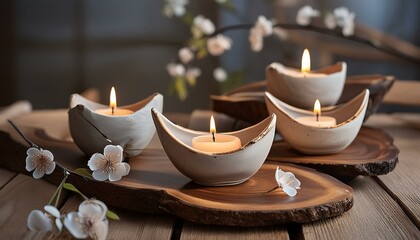 Canvas Print - candles on a wooden background