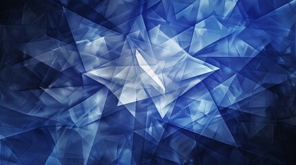 Wall Mural - A blue and white abstract image with a white arrow in the center