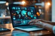 © spyrakot - Innovative App Interface Design on Laptop Screen with Developer at Work