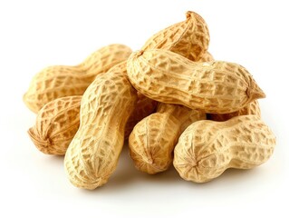 beautiful peanuts closeup on white background