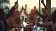 © Full_Size - Successful business team celebrating the release of a project in a office