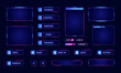 © MaryDesy - Game stream frames. Vector set of overlay frame, screen panel with buttons and video player for games streaming, live conference interface, twitch, leaderboard, broadcast. UI template.Cyber hud screen