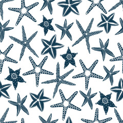 Cute seamless pattern with decorative starfish. Can be used in textile industry, paper, background, scrapbooking.