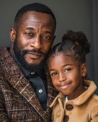 Wall Mural - Black father and daughter smiling together