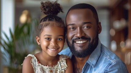 Wall Mural - black father with daughter