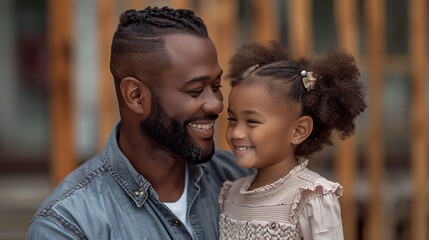 Wall Mural - black father with child