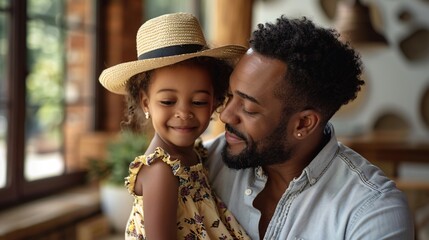 Wall Mural - black father with daughter