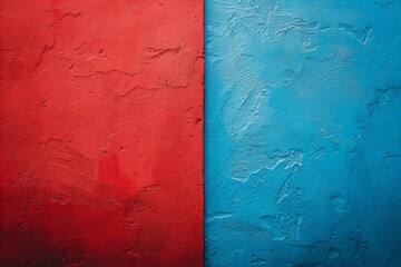 Wall Mural - Close-up of red and blue wall with blue backdrop