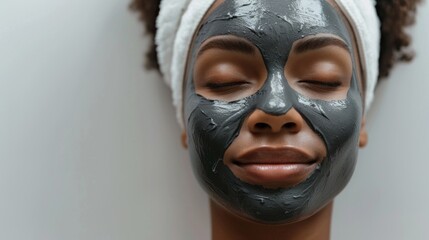 Sticker - Woman Enjoying a Charcoal Facial Mask