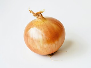 realistic onion with vivid yellow color and perfect shape and texture on a white background, very professional