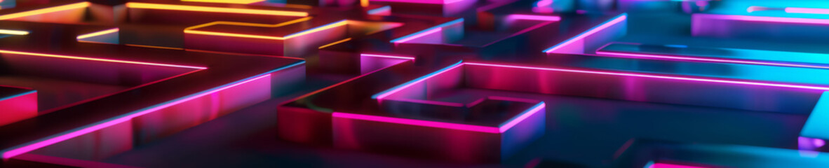 multicolored neon maze with hypnotic zigzag design