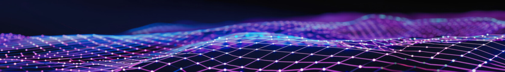 Digital Universe with Shimmering Purple and Blue Waves
