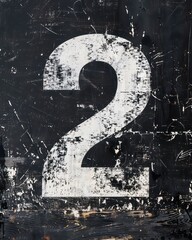 2 number in white distressed and grunge style on a black background