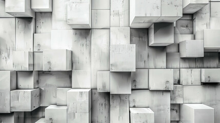 Wall Mural - A white and grey wall made of blocks. The blocks are arranged in a way that creates a sense of depth and texture. The wall appears to be a part of a larger structure